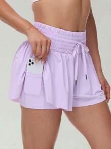 Blaosn 3 Piece High Waisted Flowy Womens Athletic Shorts Gym Yoga Workout Running Golf Tennis Sports Active Wear Skorts Skirts With Pockets Spandex Sweat Pants Cute Lounge Clothes Casual Spring&Summer - 薄荷綠 - 查看 3