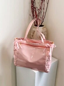 1 件轻便可折叠个性化定制名称/徽标/文字/图片纯色绳结设计帆布包教师/生日礼物化妆包迷你洗漱包男女度假和返校