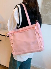 1 件轻便可折叠个性化定制名称/徽标/文字/图片纯色绳结设计帆布包教师/生日礼物化妆包迷你洗漱包男女度假和返校