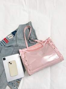 1 件轻便可折叠个性化定制名称/徽标/文字/图片纯色绳结设计帆布包教师/生日礼物化妆包迷你洗漱包男女度假和返校