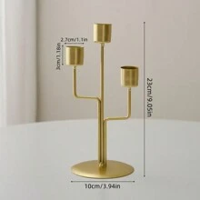 1pc Golden High Candle Holder, Center Piece Decor, Candlelight Dinner Photo Prop, Wedding Anniversary Birthday Date Night Atmosphere Decor, Dining Table Living Room Home Decor, Christmas Valentine's Day New Year Decoration, Gifts Christmas Decorations Room Decor, Christmas Gifts