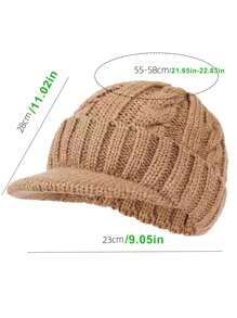 1 件装男士短檐报童帽，冬季中老年人保暖内衬厚针织无檐便帽 - 短簷鴨舌帽 - 查看 2