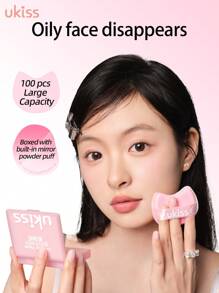 ukiss Natural Premium Oil Absorbing Sheets For Face, Portable With Puff Sponge With Mirror,100 Sheets, Makeup Friendly Oil Blotting Sheets For Face, Blotting Papers For Face With Oily Skin,Blotting Paper,Beauty,Skin Care Products,Spa,Self Care,Skin Care Tools,Face Care,Esthetician Supplies,Skin,Face Wash,Facial - Hồng - Xem 3