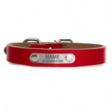 Customized Leather Dog Collar With Soft Pad ID Tag - Personalized Engraved Name Plate And Phone ID Tag, Durable Multi-Color Pet Collars, Suitable For Small To Large Dogs - Great Gift For Pets