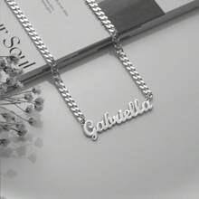 Collier personnalisé avec chaîne gourmette plaqué or 18 carats. Collier avec nom personnalisé en acier inoxydable. Cadeau de couple