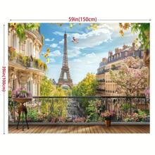 Polyester Multipurpose Banner With Paris Eiffel Tower Background, Suitable For General Use, Theme Parties, Weddings And Photography - Iconic French City Landscape, Suitable For Spring And Summer Activities, No Power Required - 1 Item - View 5