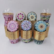 Set , 50/100pcs Disposable Paper Baking Cups, Disposable Cupcake Cups With Lids, Heat Resistant Glossy Cupcake Liners, Muffin Cups