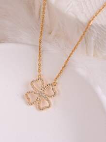 1 pezzo ciondolo collana con charm a forma di fiore e trifoglio vuoto, gioiello di moda da donna, adatto come regalo per varie occasioni, per andare al lavoro o sport