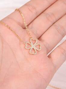 1 pezzo ciondolo collana con charm a forma di fiore e trifoglio vuoto, gioiello di moda da donna, adatto come regalo per varie occasioni, per andare al lavoro o sport