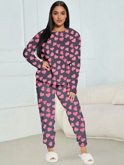 Shendy Vendy Pijama Afelpada Para Mujer Conjunto 2 Piezas Manga Larga Caliente Moda De Hogar Calida Pijama Mujer Moda Outfit Casa