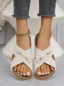 Neue Ankunft Damen Große Größen Slip-On Sandalen, Europäischer und Amerikanischer Stil