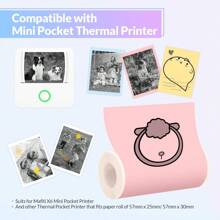57mm Colorful Adhesive Sticker Paper For Thermal Printers, Compatible With Mini Pocket Printers, Self-Adhesive Printable Labels For Students, Professionals, And DIY - Multicolor - View 4