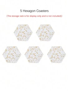 5 件装耐热亚克力隔热杯垫，带金箔，桌面保护，适用于各种杯子家居装饰（无杯垫架）