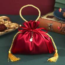 10 piezas, Bolsa de tela, Caja de dulces encogibles, Caja de dulces de boda, Bolsa de dulces para damas de honor, Bolsa de regalo, Bolsa de almacenamiento para el hogar, Caja de regalo - Multicolor - Ver 10