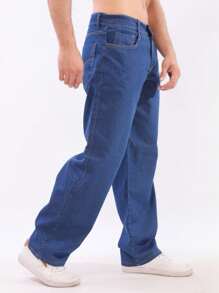 Men's Wide Leg Balloon Jeans - Rửa tối - Xem 2