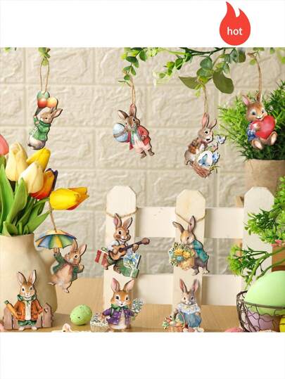 12 pezzi/24 pezzi/36 pezzi Decorazioni in legno primaverili, articoli da appendere in legno cavo, decorazioni in legno di campagna primaverili, adatte per feste di primavera, Capodanno, raccolto, Pasqua, decorazioni e regali per feste di Pasqua