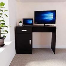 Computer Desk With Awer And Door Home Office PC Laptop Table Gaming Study Workstation Storage Cupboard Furniture Black - Black1 - View 3