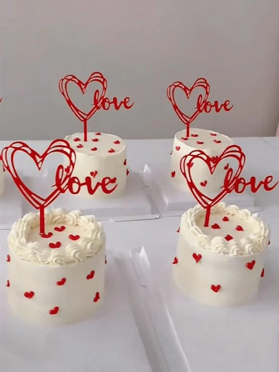 5/8/10/12/15/20/25/30/35/40/50ชิ้น ท็อปเปอร์เค้กรูปหัวใจสีแดง, ของตกแต่งเค้กอะคริลิค, ปิ๊กคัพเค้กวันวาเลนไทน์, ของตกแต่งเค้กสำหรับวันเกิด, งานแต่งงาน, ของขวัญปาร์ตี้ครบรอบ