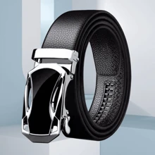 1 条男士黑色皮带，时尚百搭休闲/商务自动扣腰带，适合年轻人/中年人，是送给男朋友/长辈的理想礼物，适合日常生活 - 彩色 - 查看 5