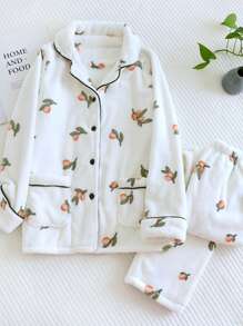 anna-kaci Floral Print Fuzzy Pajama Coordinates