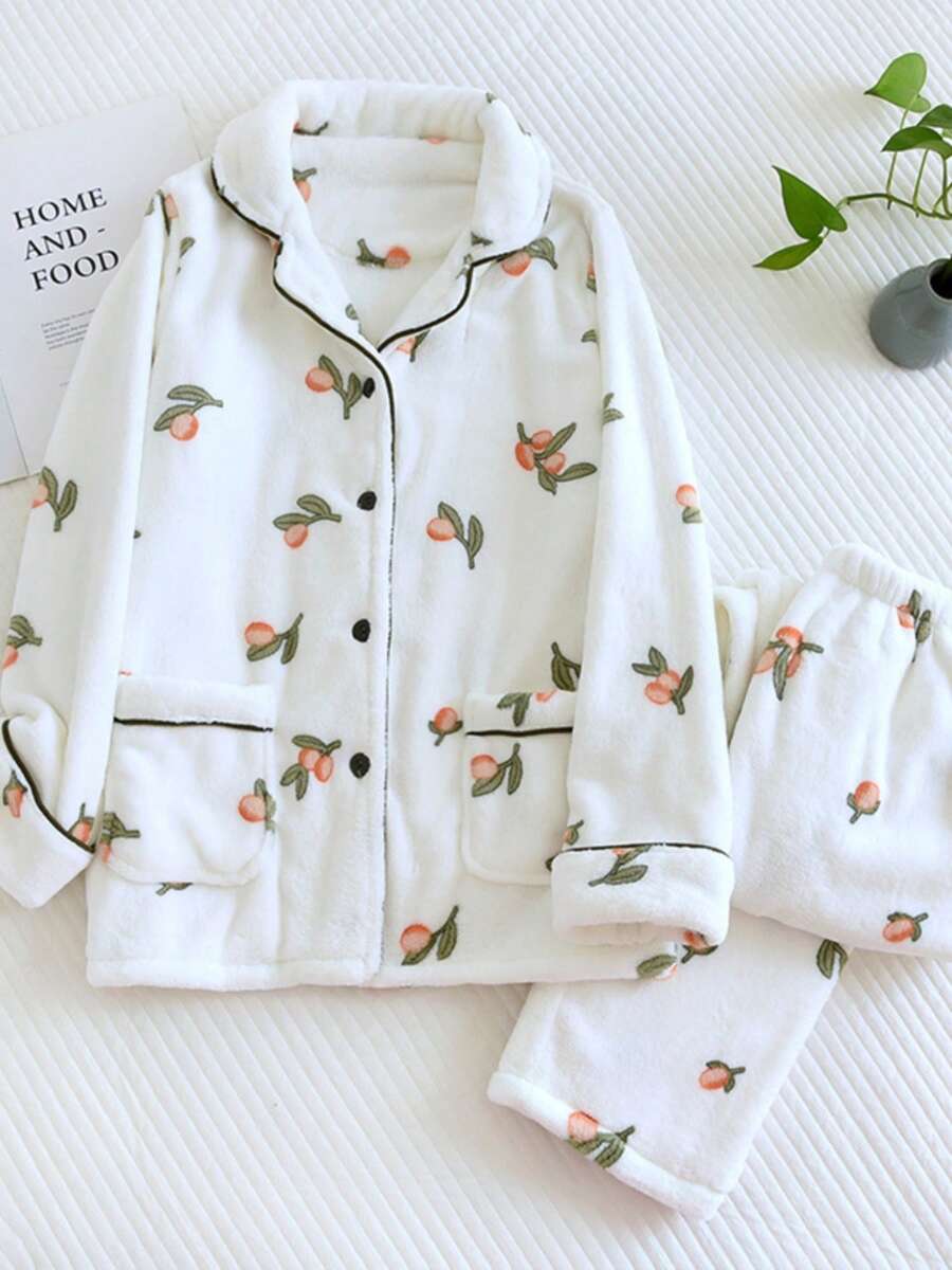anna-kaci Floral Print Fuzzy Pajama Coordinates