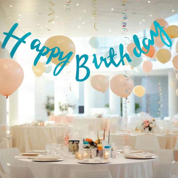 1pc Happy Birthday Letter Banner, Party Decoration Background, Approx. 2.5m Long
