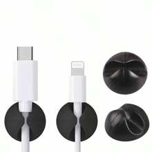 5pcs/10pcs Wire Clips, Wire Management Organizer, Adhesive Charging Cable Clips, Cable Clips, Suitable For Bedside, Desk, Office Or Mouse Cord - Black - View 3