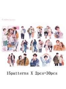 1 Pack 30pcs Urban Casual People DIY Decor Collage Scrapbooking Stickers Back To School - Multicolor - View 13