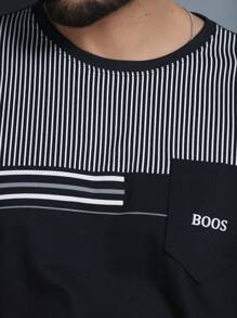 Men's Crew Neck T-Shirt With Pocket - màu đen - Xem 5