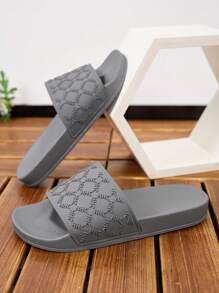 New Fashion Women Solid Color Rubber Durable Anti-Slip Versatile Comfortable Soft Shock-Absorbing Slippers - Grey - View 2