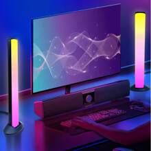 2件組 3按鈕線控 LED 桌面氛圍燈，智慧 APP 控制，USB 供電，音樂同步模式，適合遊戲室、客廳、婚禮、生日、節日派對裝飾 - 2pcs/set - 查看 4