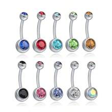 10 Pcs Stainless Steel Belly Button Navel Bars Balls Belly Button Ring Belly Piercing Set Body Jewelry - Colorful - Multicolor - View 1