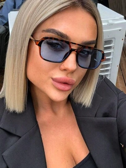 Gafas de moda con doble puente estilo aviador retro, unisex, con marcos rectangulares únicos, adecuadas para uso diario, vacaciones en la playa, ropa urbana y talla grande. Una opción ideal para viajes a la playa en verano, actividades al aire libre y viajes.