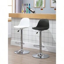 Juego de 4 taburetes de bar acolchados de PU - Giratorios 360° - Altura ajustable - Metal