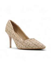 Classic Elegant Pointed Toe High Heels, Suitable For Wedding, Banquet And Party Stylish High Heels - Beige - View 3