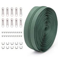 1 Set = 4.5M Zipper + 10 Zipper Pulls + 20 Top Stops + 10 Bottom Stops, #5 Nylon Zippers, 85 Color Options, Suitable For Garments, Bags, Home Textiles, Bedding