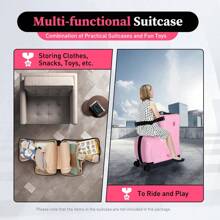 Pink Multi-Functional Child's Exclusive Travel Bag 20 '' Suitcase Ride-On Suitcase - Pink - View 2