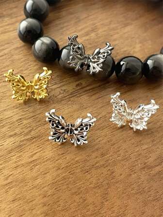 10 piezas de cuentas huecas con forma de mariposa en estilo barroco y tridimensional para hacer joyería, cuentas para hacer collares, pulseras, accesorios de joyería artesanal