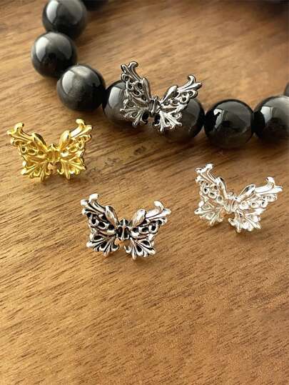 10 件巴洛克风格镂空立体蝴蝶背孔珠适用于首饰制作、项链手链 Diy 首饰配件手工制作材料