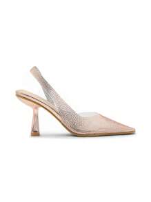 Wedding Party Crystal Transparent Splice Pointy Toe High Heel Pumps Stylish High Heels - Champagne - View 2