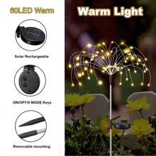 8 件装圣诞太阳能烟花灯星爆球灯 480 LED 户外防水铜线灯 1 件装 60LED 仙女灯，用于花园、屋檐、露台、凉亭的装饰灯 - 彩色 - 查看 15