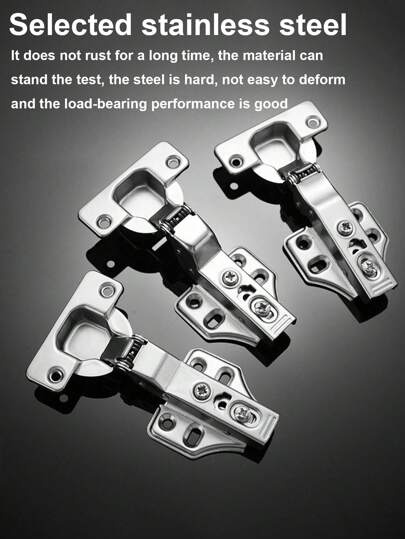 Zweiteilige Möbelscharniere mit Soft-Close Funktion, aus Edelstahl mit satinierter Oberfläche und verchromter Basis