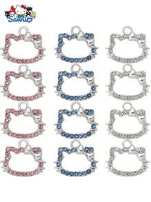Sanrio Colgante con Charm de Hello Kitty de Sanrio para hacer joyas, aretes, pulseras, colgantes, collares, marcadores de puntada, manualidades, adornos de gato brillante con strass para manualidades DIY (Variados)