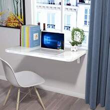 Wall Mounted Folding Table 80x40 Cm Floating Laptop Desk Work Table Op-Leaf Wall Writing Desk PC Table Computer Desk Dining Table Brackets Space Saving White - White80x40cm1 - View 8