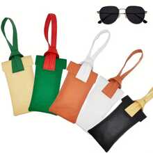 1pc Faux Leather Glasses Bag, Matching Color Design, Portable Glasses Bag With Drawstring Closure - Suitable For Reading Glasses And Regular Glasses, Gender Reveal Party, Perfect For Birthdays, Weddings, Parties, The Perfect Gift For Colleagues, Friends, And Family, Back To School