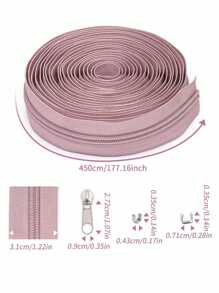 1 Set = 4.5M Zipper + 10 Zipper Pulls + 20 Top Stops + 10 Bottom Stops, #5 Nylon Zippers, 85 Color Options, Suitable For Garments, Bags, Home Textiles, Bedding