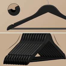 GRANDMA SHARK Wooden Coat Hangers, Strong Wood Hanger, With 360° Hook, Shoulder Notches For Suspenders, Coats, Jackets, Suits - Black - View 5