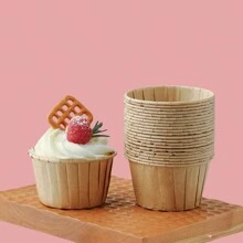 LIFETALK 50PCS Kraft Greaseproof Paper Oilproof Cupcake Baking Cups