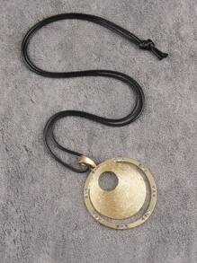 1 件女式波西米亚风不对称圆形水钻吊坠项链，金色星形合金配黑色绳，日常佩戴的休闲珠宝