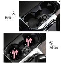 2pcs Bow Print Car Cup Coasters, Stylish & Durable Fast-Drying Non-Slip Car Cup Mat - One Size-2pcs - View 7